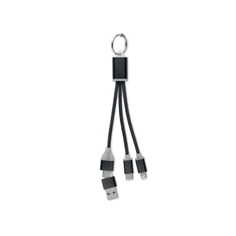 Kabel ładujący 4 w 1 typu C czarny Kabel ładujący 4 w 1 typu C czarny
